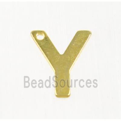 stainless steel letter Y pendant, gold plated