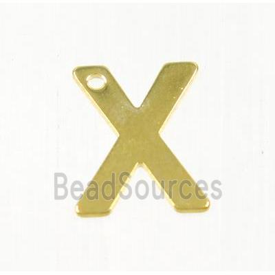 stainless steel letter X pendant, gold plated