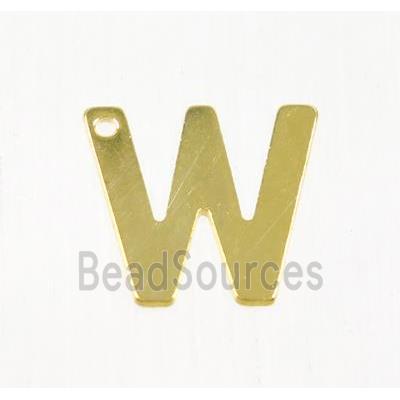 stainless steel letter W pendant, gold plated