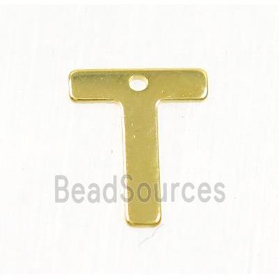 stainless steel letter T pendant, gold plated