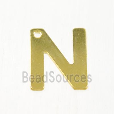 stainless steel letter N pendant, gold plated