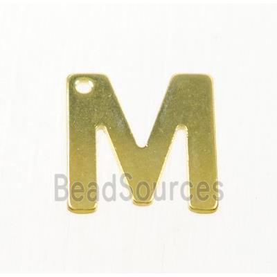 stainless steel letter M pendant, gold plated