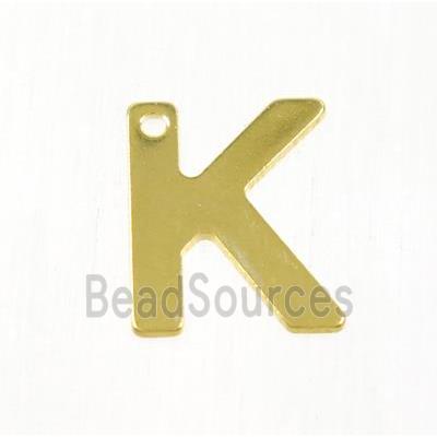 stainless steel letter K pendant, gold plated