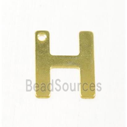 stainless steel letter H pendant, gold plated