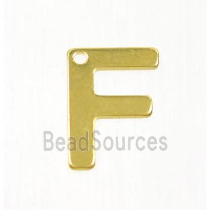 stainless steel letter F pendant, gold plated