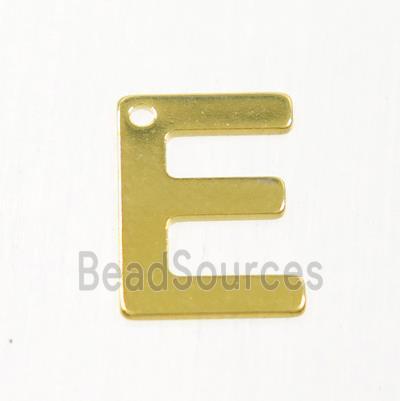 stainless steel letter E pendant, gold plated