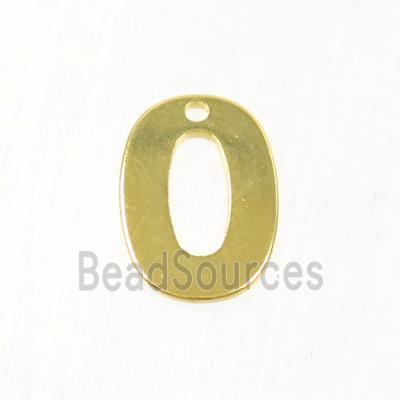 stainless steel number 0 pendant, gold plated