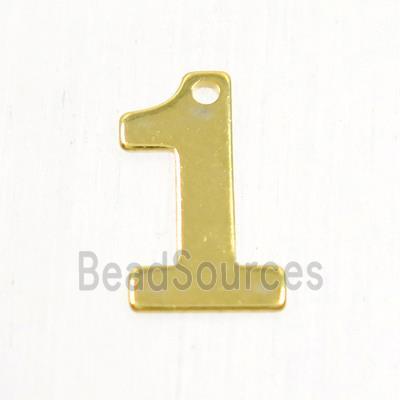 stainless steel number 1 pendant, gold plated