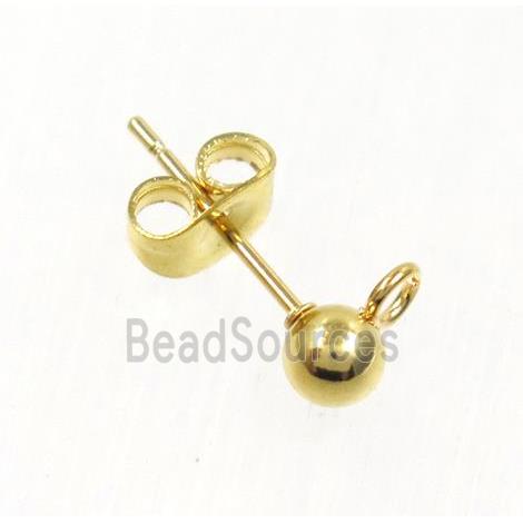 stainless steel earring studs, gold plated