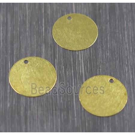 stainless steel tag pendant, circle, gold plated