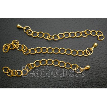 Stainless Steel Necklace Extender chain, shortener, Gold Plated