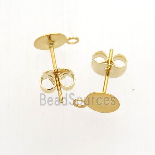 stainless steel studs earring with pad, gold plated