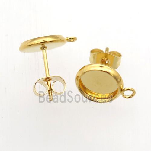 stainless steel studs earring with pad, gold plated