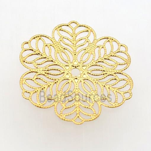 stainless steel flower pendant, gold plated