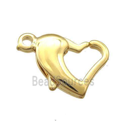 stainless steel heart Lobster Clasp, gold plated