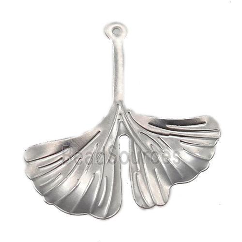 raw stainless steel leaf pendant