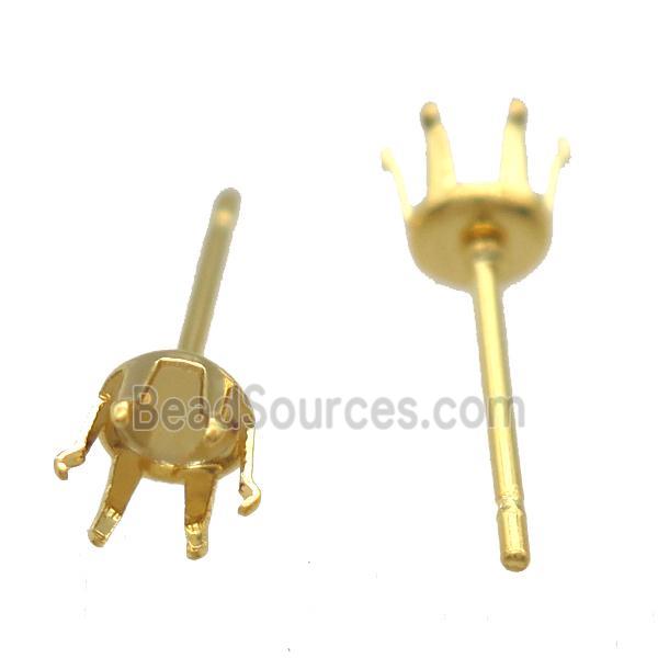 stainless steel Stud Earrings, gold plated