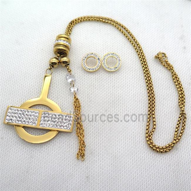 stainless steel necklace and earring, gold plated