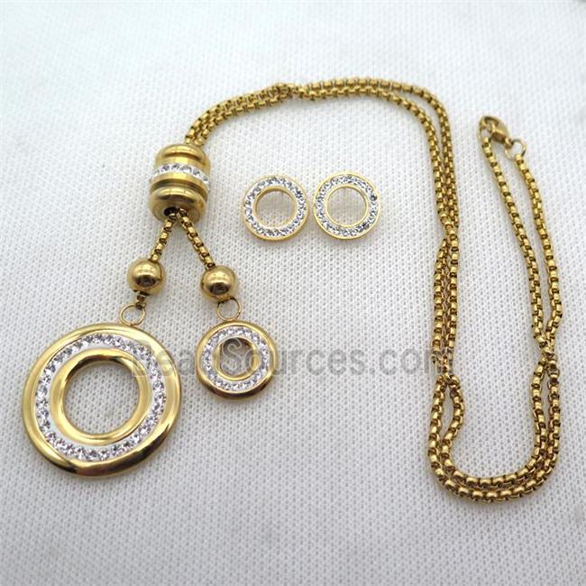 stainless steel necklace and earring, gold plated