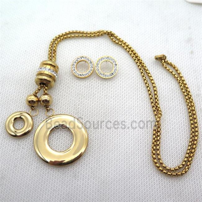 stainless steel necklace and earring, gold plated