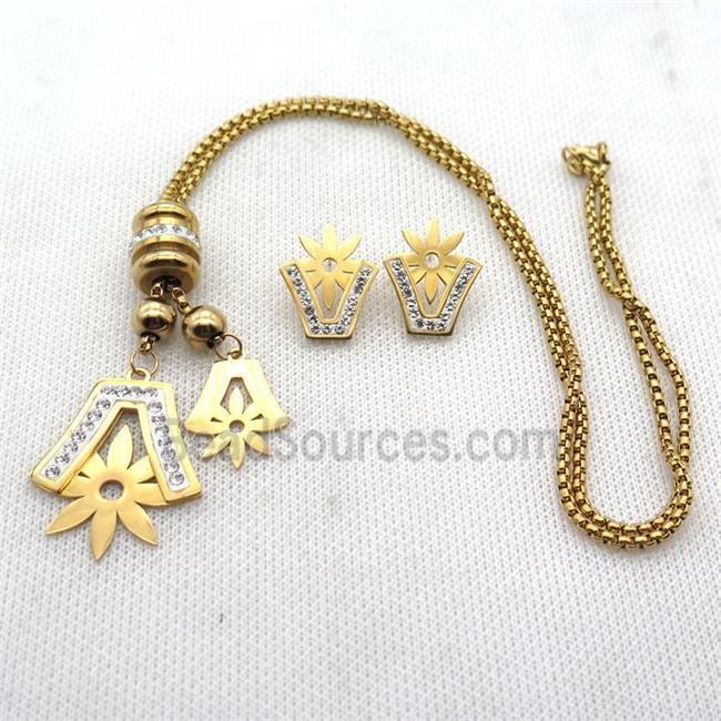 stainless steel necklace and earring, gold plated