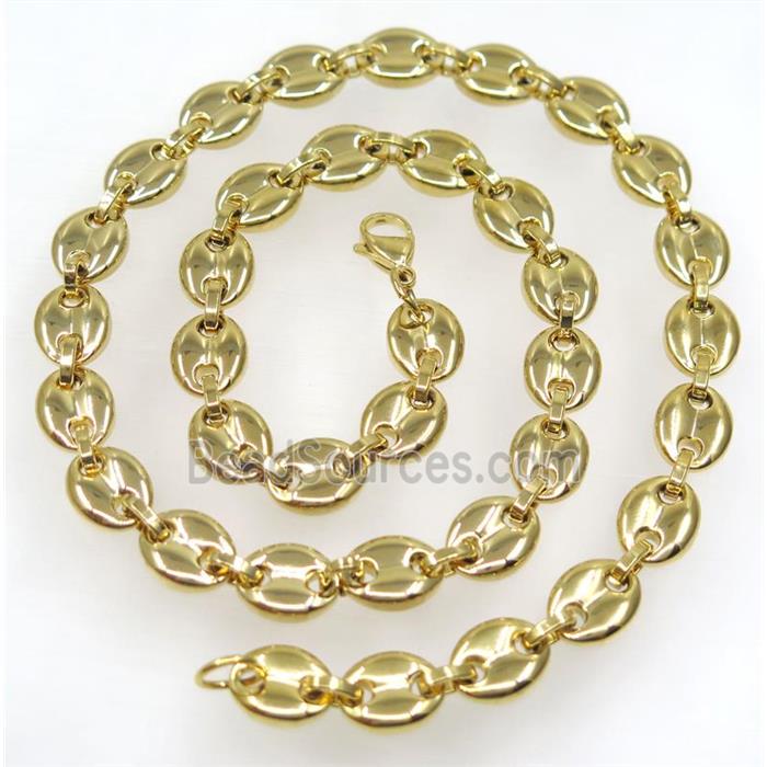 stainless steel necklace, gold plated