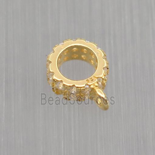 Sterling Silver hanger pave zircon, gold plated