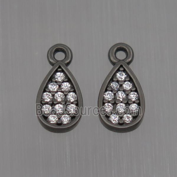 Sterling Silver teardrop pendant paved zircon, black plated