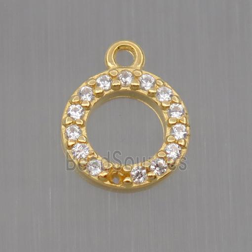 Sterling Silver circle pendant paved zircon, gold plated