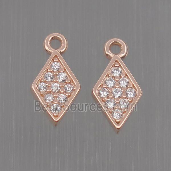 Sterling Silver dart pendant paved zircon, rose gold