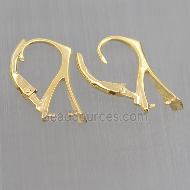 Sterling Silver Leaveback Earrings, gold plated