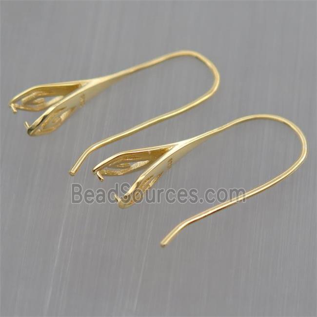 Sterling Silver hook Earrings with bail, gold plated