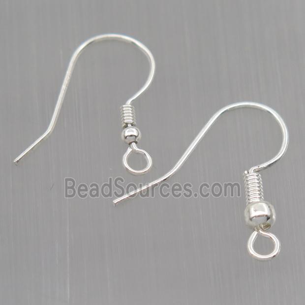 Sterling Silver hook Earrings, platinum plated