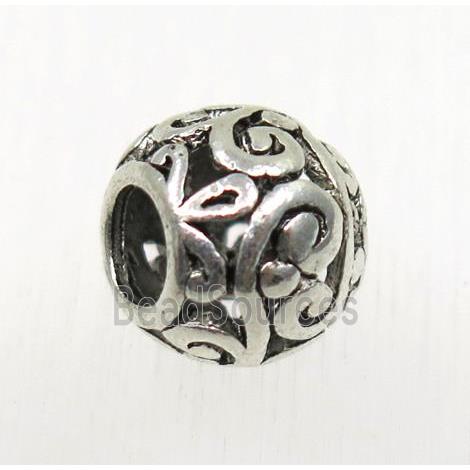 round tibetan silver hollow beads, non-nickel