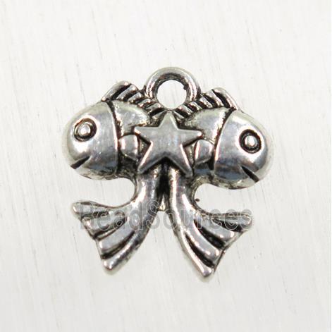 tibetan silver Zinc fish pendant, non-nickel