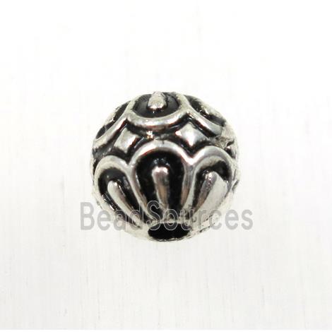 round tibetan silver zinc beads, non-nickel