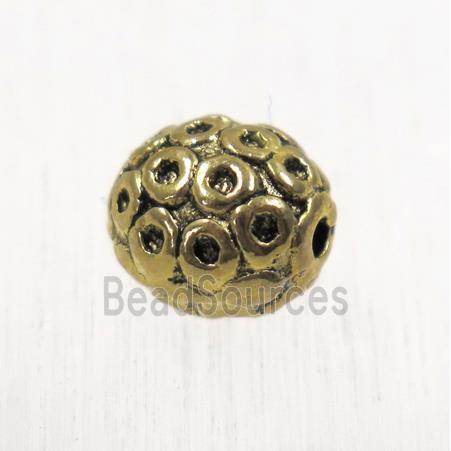 tibetan silver zinc barrel beads, non-nickel, antique gold