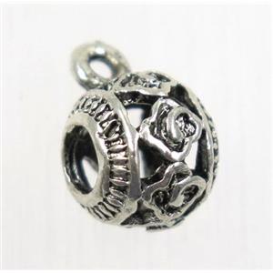 hollow tibetan silver hanger, non-nickel, approx 8.5mm, 3mm hole