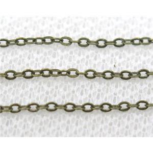 copper chain, flat, antique bronze, approx 1.5x2mm