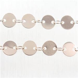 Copper chain, circle round, rose gold, approx 4mm dia