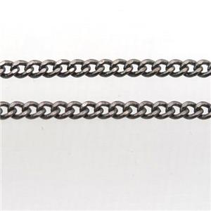 copper curb chain, black plated, approx 2.7mm