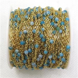 copper chain with apatite, gold plated, approx 3mm dia