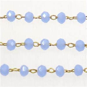 copper chain with lavender rondelle Chinese Crystal Glass beads, approx 2x3mm bead