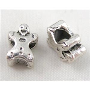 bead, tibetan silver Non-Nickel, approx 10-14mm, 5mm hole