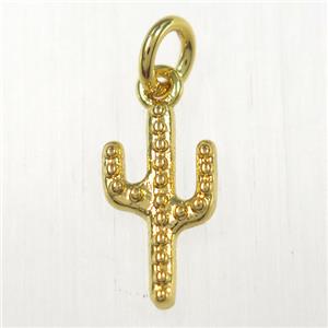 copper cactus pendants, gold plated, approx 8-16mm