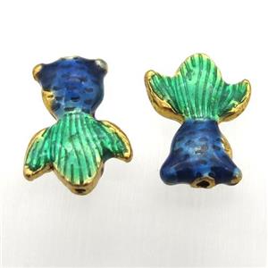 copper goldfish beads, painted, gold plated, approx 10-14mm