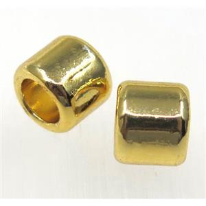 Colorfast copper tube beads, gold platd, approx 8mm, 5mm hole