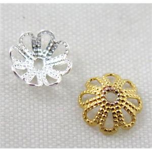 copper beadcaps, mix, approx 7mm dia, silver plated