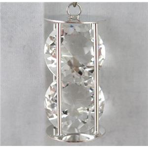 rhinestone pendant, platinum plated, approx 25mm, 25x53mm