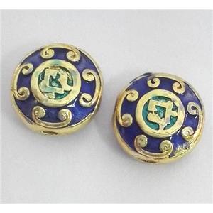 enameling copper spacer bead, flat round, approx 10-14mm